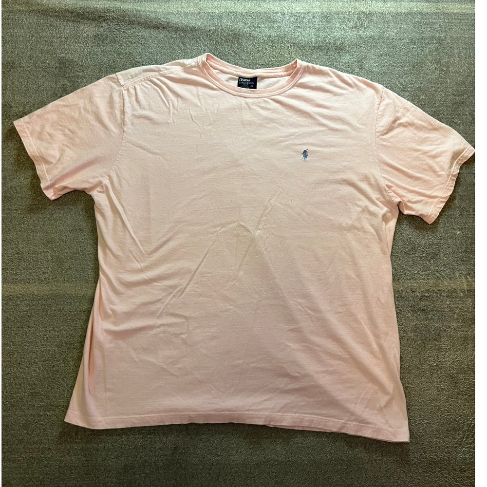 Polo Ralph Lauren Mens XL Pink Short Sleeve Cotton Pony Logo T-Shirt Preppy